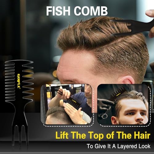 Hair Styling Combs Set Wide Tooth Texture Comb For Men, Christmas Gift for Men Barber Brush Comb Set Barber Tools for All Types | Hair Styling Powder for Mens Texture Powder Flexible Hold Matte Finish - Image 4