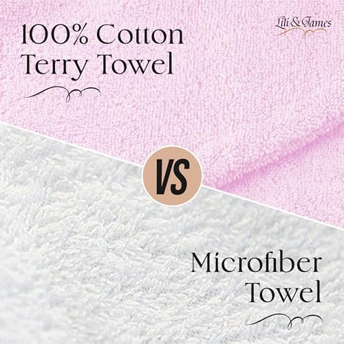 Lili&James 100% Cotton Hair Towel Wrap for Women & Kids – 420 GSM Quick Dry Hair Turban with Double Button Loop, Anti Frizz Non Microfiber Hair Drying Towel for Curly, Long & Thick Hair (Lilac) - Image 4