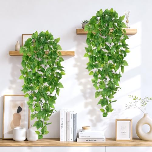 8Pcs Fake Hanging Plants, 43" Artificial Plants Greenery Pothos Ivy Vines - Image 5