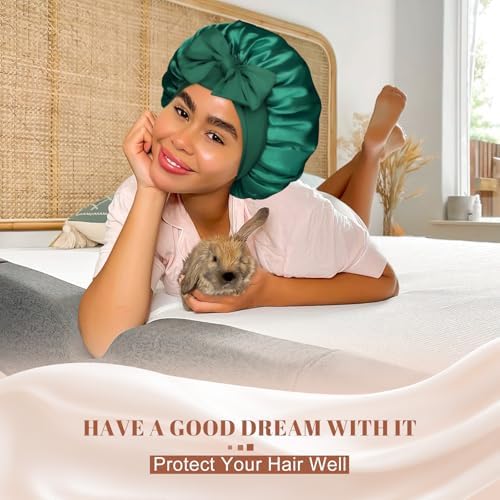 CHLINS Double Layer Satin Bonnet for Sleeping, Hair Bonnet for Curly Hair - Image 6