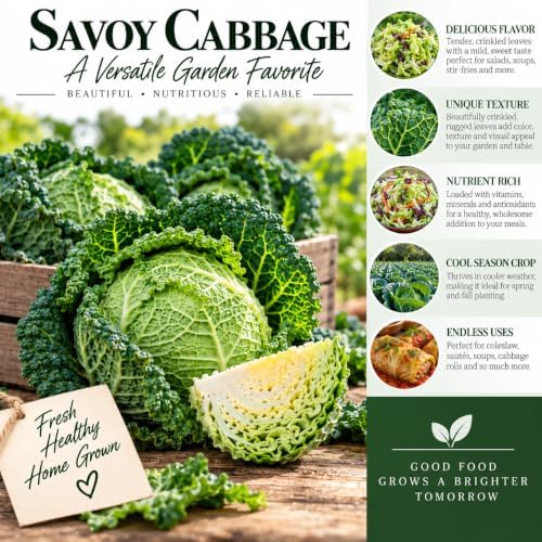 Savoy Cabbage Seeds (Brassica oleracea VAR. capitata) – 500+ Non-GMO Heirloom Seeds by Isla’s Garden Seeds, Crinkled-Leaf Variety with Sweet Flavor, Ideal for Cool Season Gardens & Raised Beds - Image 5