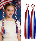 Red/White/Blue Hair Extension, Ponytail Hair Tinsel Extensions With Rubber Bands for Women Girls Accessories Mixed Color Daily Festival Party Halloween Wacky Hair Ponytail Extensions 2pcs/lot by Szphoxer