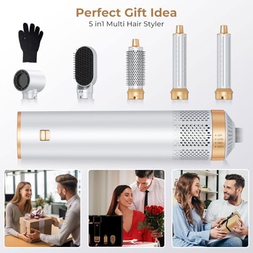 5 in 1 Hair Dryer Brush Set, Negative Ion Blow Dryer Brush Air Styler Curling Wrap Air Curler, Curling Iron Hair Styling Tools As A Gift for Straight/Curl/Drying/Smoothing - Image 6