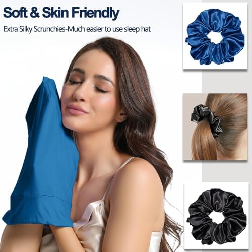Satin Bonnets for Sleeping Adjustable Silk Lined Bonnet Sleep Cap Hair Wrap - Image 6
