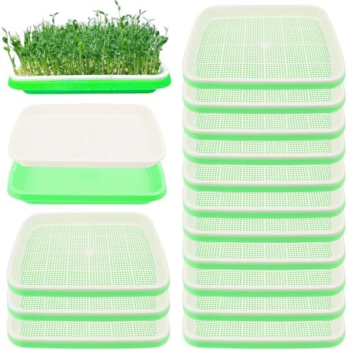 20 Pack 12.6 x 10 x 1.8 inch Microgreens Growing Trays, BPA-Free Sprouting Trays, Germination Tray for Beans, Wheatgrass & Microgreens, Home, Kitchen & Garden by Unknown