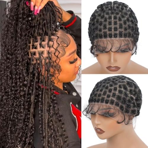 Double Full Lace Crochet Wig Caps With Natural Knots And Baby Hair Quick For Wig Making, Breathable HD Lace Braided Cap For Crochet Braids, Glueless Hair Net With Bangs (100sections) - Image 3