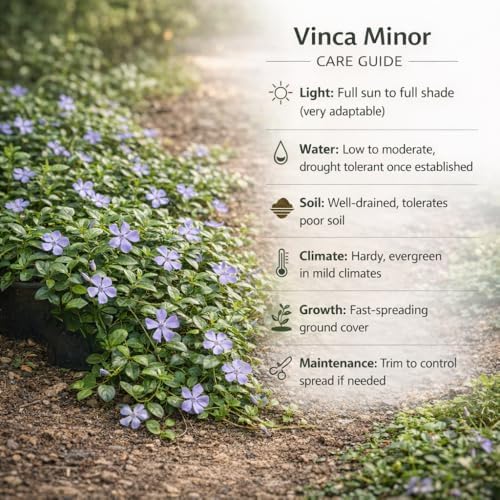 Vinca Plants - Vinca Minor, 4 Inch Size, Low Maintenance Evergreen Vine for Erosion Control and Shady Borders - Image 4