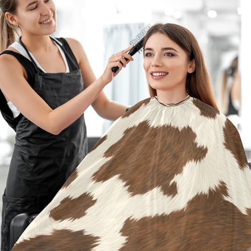 Cow Print Barber Cape, 55.1 x 64.9 inches Waterproof Hair Cutting Cape with Adjustable Neckline for Men & Women, Haircut Capes for Salon, Home Use - Image 7