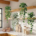 Artificial Hanging Plant with Pots, Fake Pothos Plant for Indoor Outddor, Set of 4 Trailing Faux Potted Plants, Fake Ivy Vines Greenery for Bedroom Kitchen Office Decor, Green White 33In by Unknown
