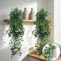 Artificial Hanging Plants for Shelf, 2-Pack Fake Potted Greenery Faux Mandala Vines in Black Pot, Décor for Office Living Room Bathroom Indoor Outdoor by Unknown