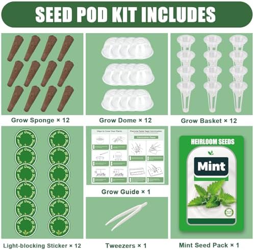 Mint Seed Pods for All Hydroponics Growing Systems, 12 Pods Herb Kit with Seeds of Peppermint, Grow Your Own Herb Garden at Home - Image 2
