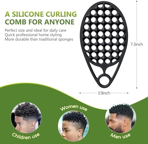 KOUPA Magic Silicone Curly Hair Brush, One Piece Twist Curl Comb for Afro Curls, Washable Hair Tool for Men Women, Black, 2 Pieces - Image 3