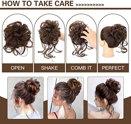 HMD 5 Pieces Messy Hair Bun Hairpiece Tousled Updo for Women - Image 6