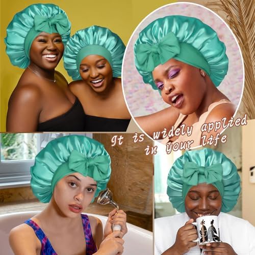 CHLINS Double Layer Satin Bonnet for Sleeping, Hair Bonnet for Curly Hair - Image 7