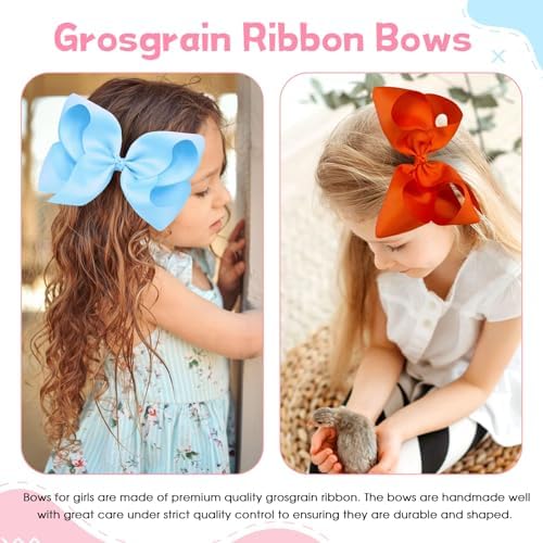 Oaoleer 40Pcs 8" Hair Bows Clips for Girls Tolddler Hair Accessories - Image 5