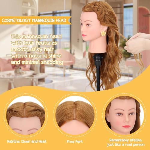 Mannequin Head with Stand 26-28", 80% Human Hair - Image 4