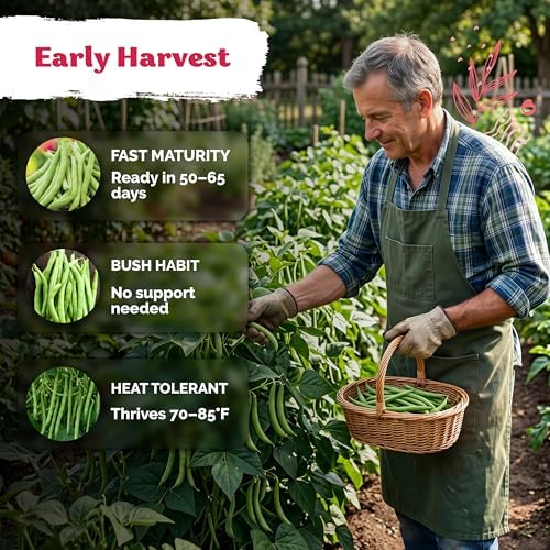 60 Contender Bush Bean Heirloom Vegetable Seeds, Phaseolus Vulgaris - Image 4