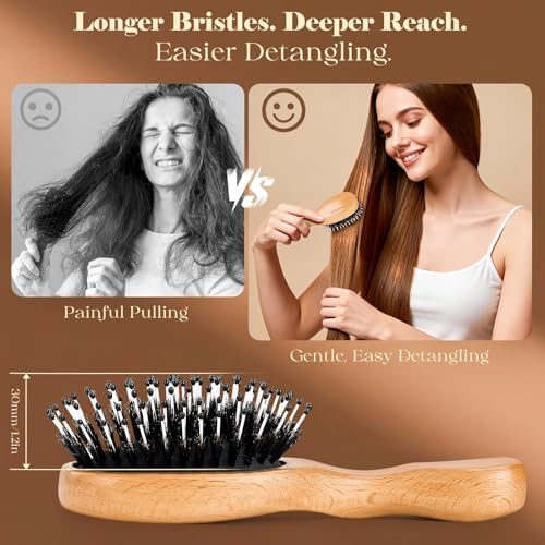 Mini Boar Bristle Hair Brush British Craftsmanship Handmade - Image 6