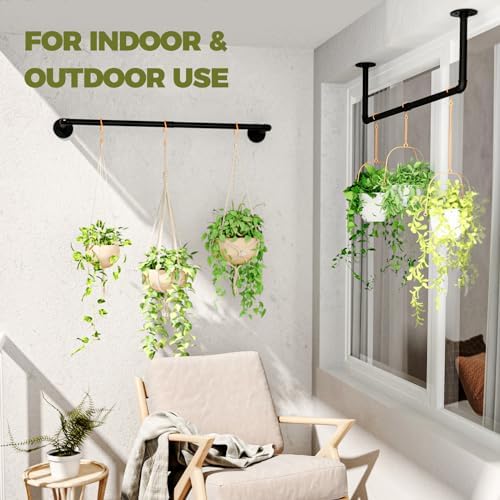 Galood 2Pc Hanging Planters for Indoor Plants Plant Hanger Indoor Hanging Plant Holder Black Metal Rod(Pot/Chain/Plant not Included - Image 5