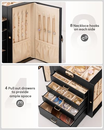 Homde Large Jewelry Box for Women: 5-Layer Organizer with Lock for Dresser - Image 5