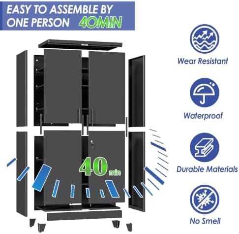 78.7 Metal Garage Storage Cabinet with Locking Doors - Image 5