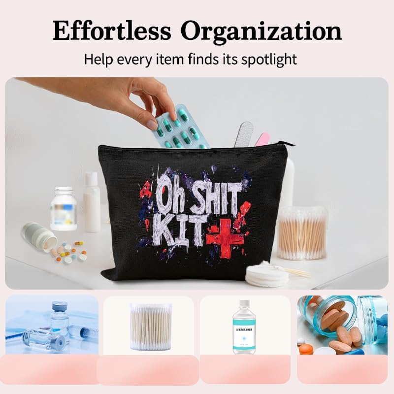 Hangover Recovery Kit Gift Bags Medical Cross Pouch Bachelorette Party Favor Gift Bags Survival Kit Makeup Bag Canvas Pill Pouch Organizer Aid Bag Pouches Pharmacy Funny Medicine Container for Travel - Image 2