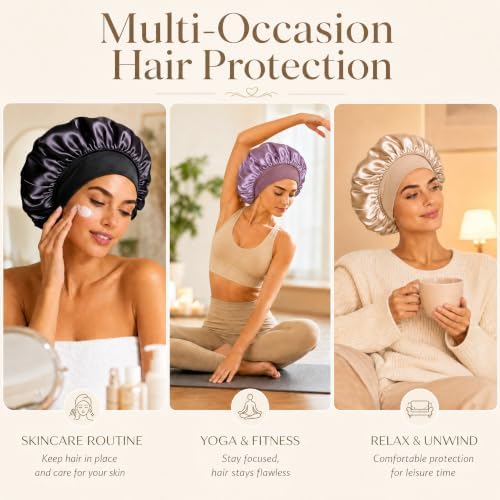 VarCozy Satin Bonnet for Sleeping, Double Layer Hair Bonnets for Women - Image 5