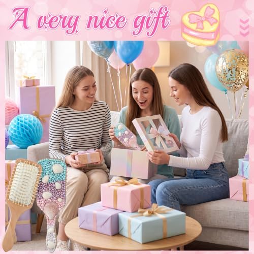 6 Sets DIY Wooden Hairbrush Craft Kit 10" Pearl Shell, Mermaid - Image 4