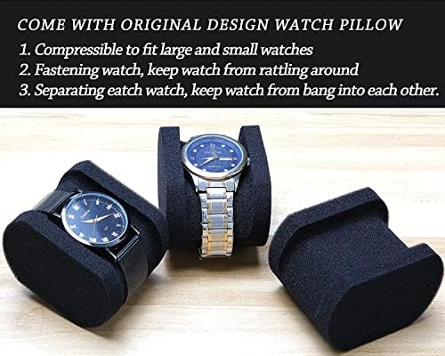 4 slots Watch travel case, hard watch box storage organize holder, with soft foam insert fit watches up to 55mm face,green microfiber lining - Image 2