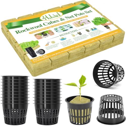 Halatool 24 x 2 Rockwool Cubes & 24 x 3 Net Cups Hydroponic Starter Kit by HALATOOL