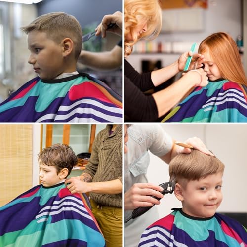 Professional Hair Cutting Cape with Neck Duster Brush, Waterproof Salon Barber Cape with Snaps, Barber Accessories (Colorful) - Image 7