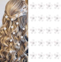 YISSION 20Pcs Mini White Rhinestone Flower Hair Clips, Decorative Wedding Bridal Hair Barrettes and Pins for Girls Women by YISSION