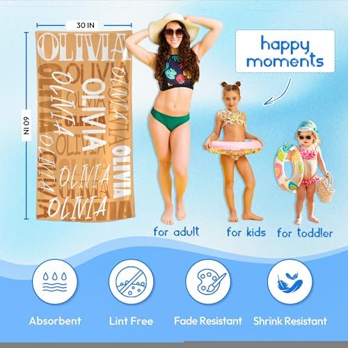 JML Personalized Beach Towel with Name, Custom Beach Towel with Name, Customized Microfiber Pool Towel, Quick Dry & Absorbent Swim Towel for Adult,Anniversary, Birthday, Summer Holiday,Vacation - Image 3