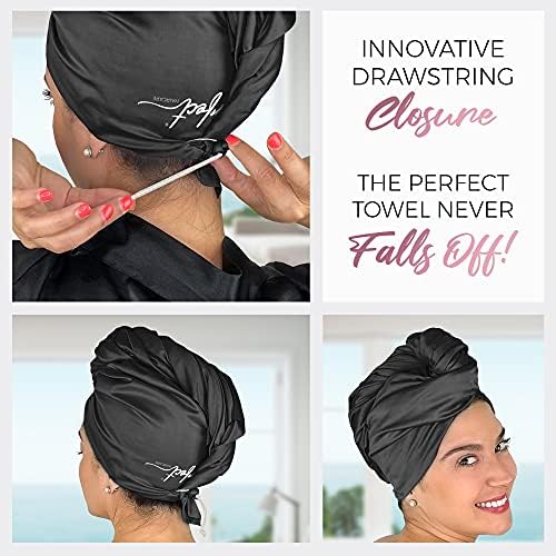 Microfiber Hair Towel Wrap for Women – Large Fast Drying Hair Towel with Patented Clip – Anti-Frizz, Super Absorbent, Silky Smooth Microfiber – Plopping Hair Wrap for Curly, Wavy & Straight Hair - Image 4