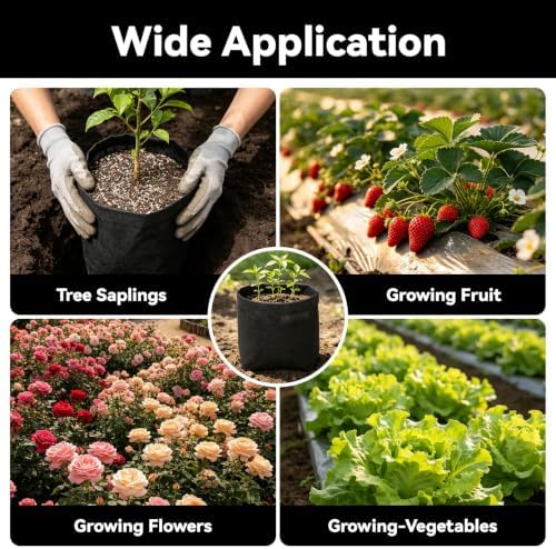 Fabric Grow Bags - 12.6x11.8 inches Black Plant Grow Bags, 80pcs - Image 7