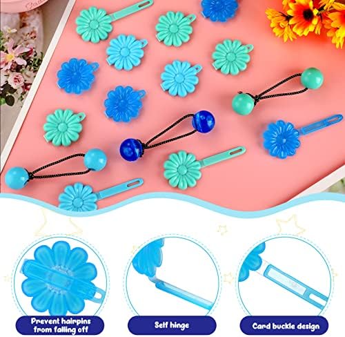 Jutom 72 Pcs Hair Accessories for Girls, Including 24 Hair Knockers and 48 Hair Clips, Blue, Retro Design, Plastic, for Toddlers and Young Girls, Party - Image 3