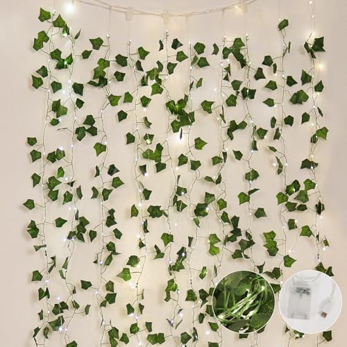 RECUTMS Fake Wall Curtain Ivy Vines with String Lights for Room Decor 98Ft by RECUTMS