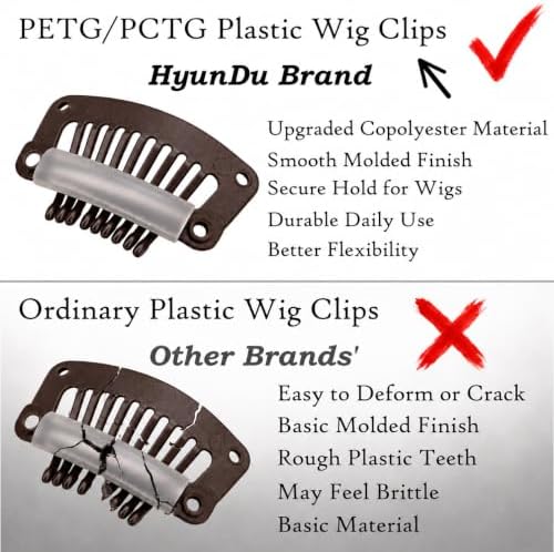 9-Tooth Plastic Wig Clips, Dark Brown Hair Extension Clips, 20 Pack - Image 4