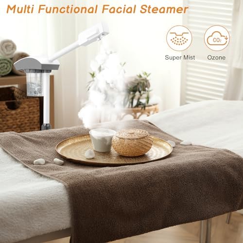 Winado Professional Facial Steamer Machine, Esthetician Steamer Humidifier Face Spa, Hot Ionic Mist Face Steamer for Home Beauty Salon, Personal Skin Care Deep Cleaning, White - Image 5