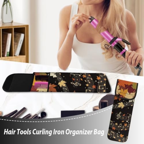 Flashideas Thanksgiving Maple Leaf Curling Iron Holder Heat Resistant Neoprene Curling Iron Cover Bag with Pocket Curling Iron Organizers and Storage for Hair Straightener, Curling Iron, Flat Iron - Image 5
