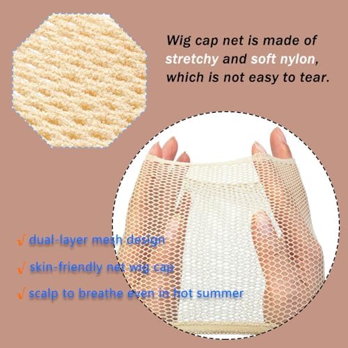 Wig Caps for Women,Hair Net for Wig,Mesh Wig Caps for Long hair for Women,Hair Nets Non Slip for Wigs Beginner,Nylon wig Cap for Thick hairs,Wig Accessories for Halloween/Christmas Party Cosplay,3 Pcs - Image 5