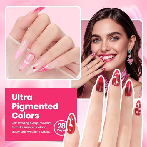 Beetles Pink Gel Polish Set, 25 Colors Red Purple Glitter Love's Prism Soak Off Kit with Base Top Coat& Nail Tools, Salon DIY Manicure Gift for Women - Image 4