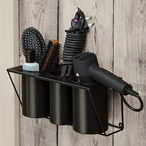 Hair Dryer Holder Hair Styling Product Care Tool Organizer Bath Supplies Accessories Tray Stand Storage Bathroom Steel Hair Dryer Holder(Black) MK470B by JACKCUBEDESIGN