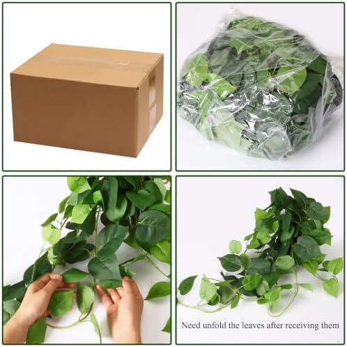 CEWOR Fake Plants Indoor 2 Packs 33" Fake Pothos Hanging Plants with Plastic Pot for Home Office Indoor Decor (Green) - Image 4