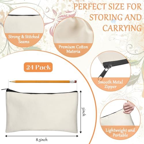 Legigo Blank Canvas Bags Zipper Pouch Makeup Bags Pencil Pouch Bulk - Image 2