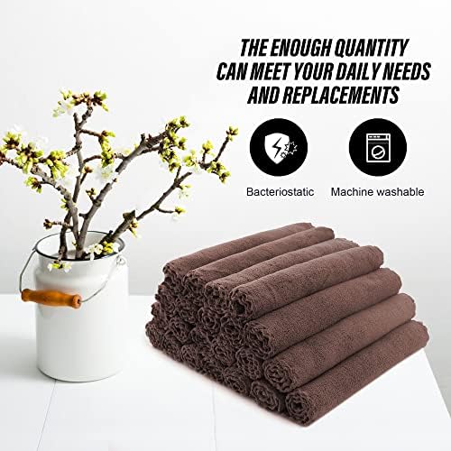 MOONQUEEN Ultra Soft Premium Washcloths Set - 12 x 12 inches - 24 Pack - Quick Drying - Highly Absorbent Coral Velvet Bathroom Wash Clothes - Use as Bath, Spa, Facial, Fingertip Towel (Wood Brown) - Image 5