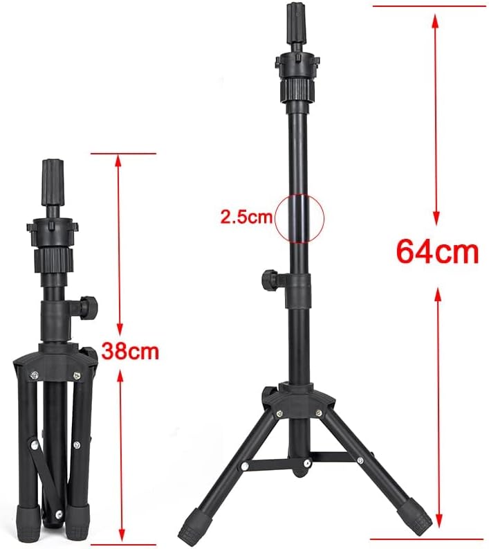 AliLeader 25 Inch Wig Head Stand Adjustable Mannequin Head Stand Wig Stand Tripod with Head Adjustable Wig Tripod Stand for Training Heads and Canvas Block Head - Image 2