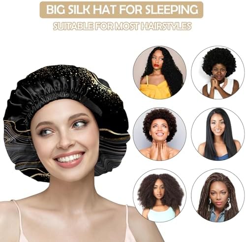 Satin Hair Bonnet Silk Bonnet for Sleeping Double Layer Elastic Adjustable Reusable Cute Aesthetic for Women Girls - Image 5