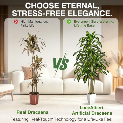 Artificial Dracaena Tree 5FT Tall Fake Plant with Planter&Basket - Image 5