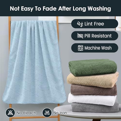 JML Bath Towels, Pack of 2, 30 in x 60 in, Light Blue - Image 6